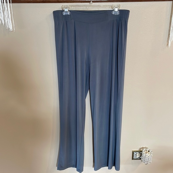 IMAN global chic gray wide leg SHORT pull on pants relaxed fit size Large short - Picture 2 of 12